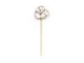 White enamel and diamond flower stick pin