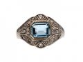Vintage Aquamarine & Diamond Cluster Ring in 18kt White Gold