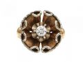 Retro diamond set scrolling dress ring in 18kt yellow gold