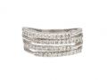 Contemporary four row diamond ring in 18kt white gold