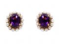 Vintage Amethyst & Pearl Cluster Earrings