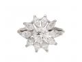 Vintage 18kt White Gold Diamond Fancy Cluster Ring
