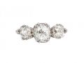 Vintage Graduating Cushion Shape Diamond Three Stone Ring