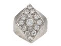 Retro Diamond Set Angular Cocktail Ring in Textured 18kt Gold