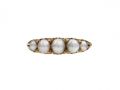 Antique natural pearl five stone carved ring in 18kt gold