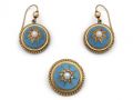 Victorian Natural Pearl, Diamond & Light Blue Enamel Demi-Parure