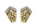 Vintage Italian diamond and 18kt yellow gold chevron drop earrings