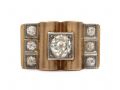 1940s Diamond Set Tank Ring in 18kt Yellow Gold
