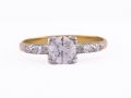 Rubellite and trillion cut diamond three-stone ring in 18kt rose gold – Matthew Weldon