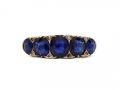 Victorian sapphire five stone carved ring in 18kt yellow gold