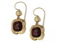 Antique carbuncle garnet quatrefoil drop earrings in gold
