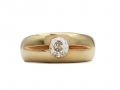 Antique chunky Old Mine cut diamond solitaire ring in 18kt yellow gold