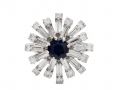 Vintage sapphire and diamond snowflake cluster ring