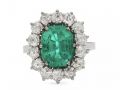 Vintage Colombian emerald and diamond coronet cluster ring