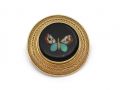 Victorian circular pietra dura butterfly brooch in 18kt gold