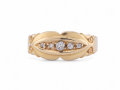 Edwardian Diamond Five Stone Carved Gypsy Ring In 18Kt Yellow Gold