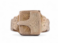 Antique Memorial Locket Ring In 9kt Yellow Gold