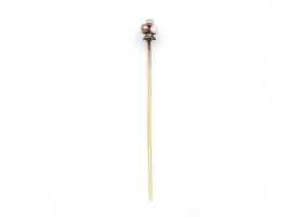 Antique diamond pearl and coral trefoil stick pin in silver and gold