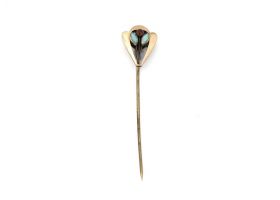 Antique amethyst and opal flower and leaf stick pin