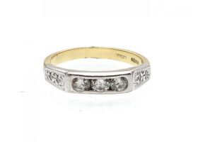 Vintage 18kt white and yellow gold geometric diamond band