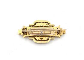 Etruscan revival 15kt yellow gold and diamond brooch