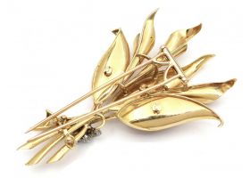 1950s ruby and diamond bouquet brooch in 18kt gold