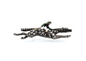 Victorian diamond and enamel horse and jockey brooch