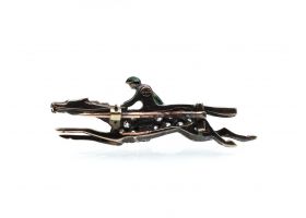 Victorian diamond and enamel horse and jockey brooch