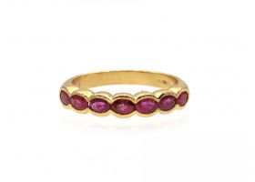 Vintage 18kt yellow gold ruby half eternity ring