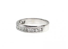 Vintage channel set diamond half eternity in white gold