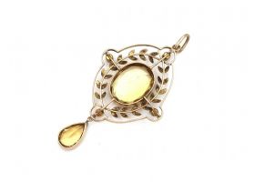 Antique citrine openwork garland style pendant in gold
