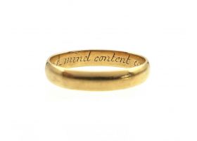 18th century posy ring 'A mind content cannot repent' in gold