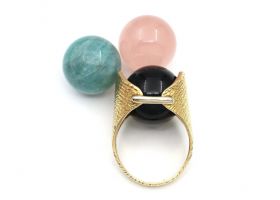 1970s Convertible three sphere ring in 18kt yellow gold