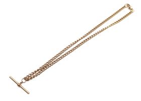 Antique 9kt rose gold curb link Albert chain