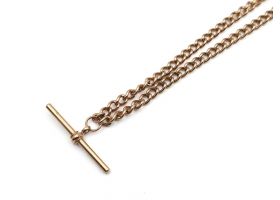 Antique 9kt rose gold curb link Albert chain