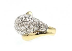 Retro diamond bombe cluster ring in 18kt yellow gold