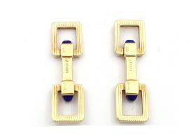 Piaget 18kt yellow gold and lapis lazuli stirrup cufflinks
