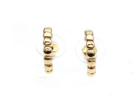 Vintage beaded half hoop earrings in yellow gold