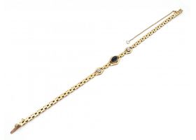 Antique 15kt yellow gold cabochon sapphire and diamond bracelet