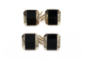 1920s onyx double square cufflinks in 9kt and 18kt gold