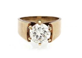 1.72ct round Old European cut diamond solitaire ring