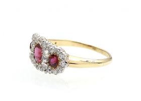 Edwardian ruby and diamond cluster ring in 18kt yellow gold