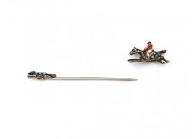 Mappin & Webb diamond horse and fox pin