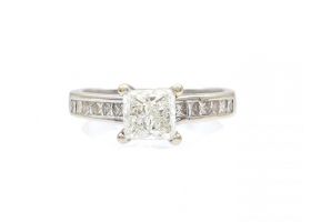 0.85ct square brilliant cut diamond engagement ring