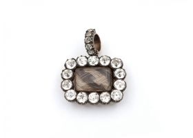 Antique memento mori paste and rose gold open locket