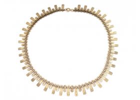 Retro 9kt yellow gold Cleopatra fringe necklace