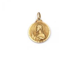Religious 14kt yellow gold plated circular pendant