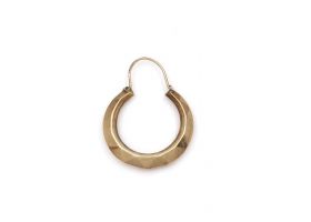 9kt yellow gold hollow faceted hoop earring