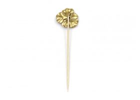 White enamel and diamond flower stick pin