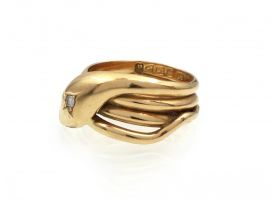 1917 diamond set serpent ring in 18kt yellow gold